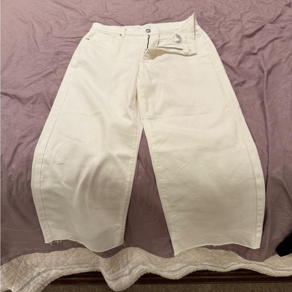 LOFT Wide-Leg White crop Jeans